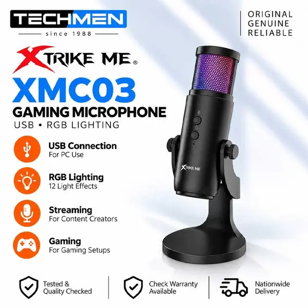 Xtrike Me XMC03 USB 12 RGB Light Gaming Microphone – USB Gaming Microphone for PC, Streaming & Gaming