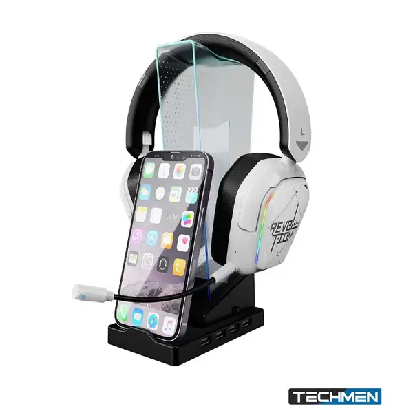 Xtrike Me HT-09 Headset & Phone Stand with 4 USB Ports and LED Light
