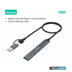 AMAZE A304 USB3.0 + TYPE C 4-PORT USB3.0 HUB