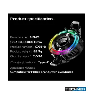 MEMO CX15 Digital Display Mobile Game Cooling Fan Colorful Led Light Phone Cooler With Four Types RGB Light