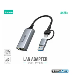 AMAZE A425s ALUMINUM ALLOY TYPE C + USB LAN ADAPTER