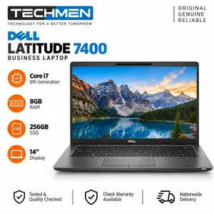 Dell Latitude 7400 Core i7 8th Gen 8GB RAM 256GB SSD 14" Business Laptop (Used)