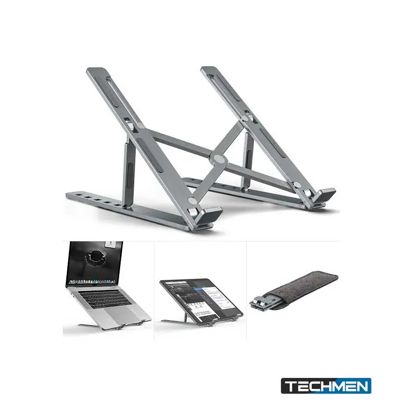Speedx 18-Inch Creative Folding Laptop Stand with Storage Bracket - Black (LS18-BK)