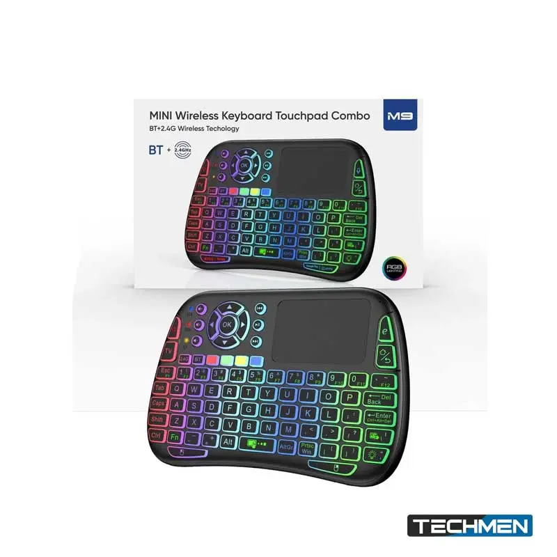 M9 Bluetooth Mini Wireless Keyboard 7 Backlit 2.4G Air Mouse Remote Touchpad