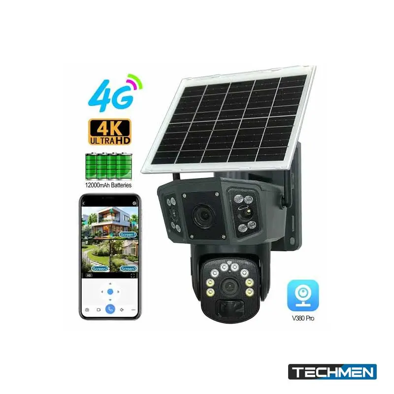 Speedx CA-WC013 Solar Outdoor 8MP Dual Lens Camera Pan Tilt PIR Motion Detection with V380 Pro App