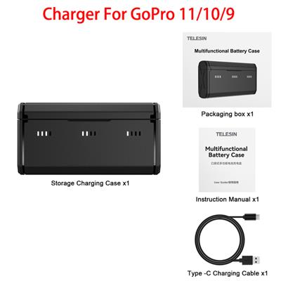 TELESIN Multifunctional Storage Charging Box for GoPro Hero 9 / 10 / 11 / 12
