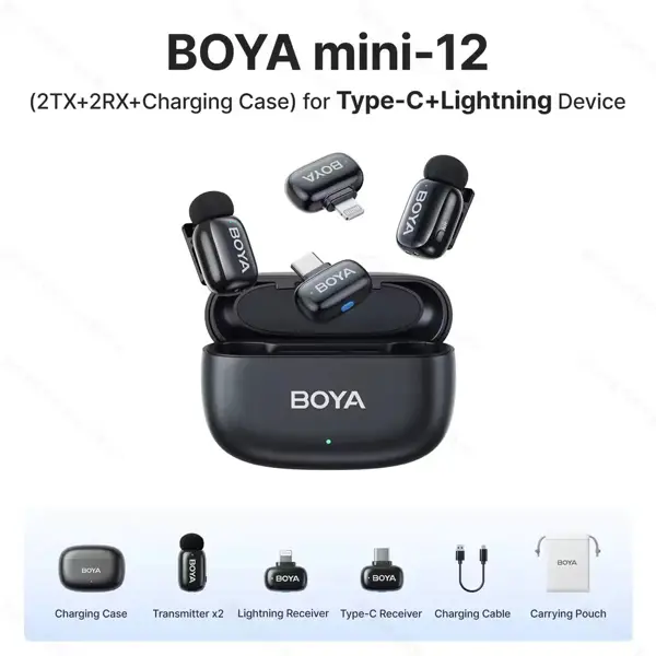 BOYA Dual Mic Mini 12 For ( Type C and I phone IOS )