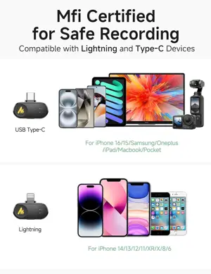 Maono Wave T1 Mini USB-C & Lightning Wireless Mic