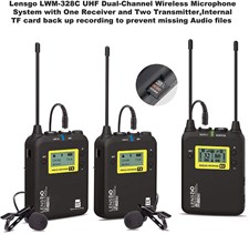 Lensgo LWM 328C UHF 99-Channels Professional Stereo Mic System with 2 transmitter