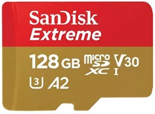 SanDisk 128GB Extreme Pro V30 Micro SD Card (SDXC) A2 UHS-I U3 - 190MB/s