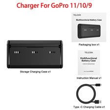 TELESIN Multifunctional Storage Charging Box for GoPro Hero 9 / 10 / 11 / 12