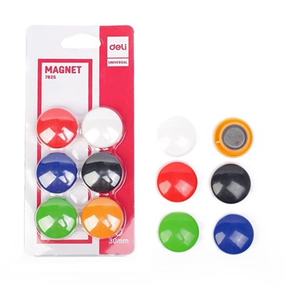 Deli E7825 Universal Magnetic Board Magnets 30MM 6 Pieces