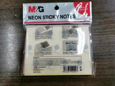 M&G YS-184 Neon Sticky Notes 3x4 Inches 4 Colours 