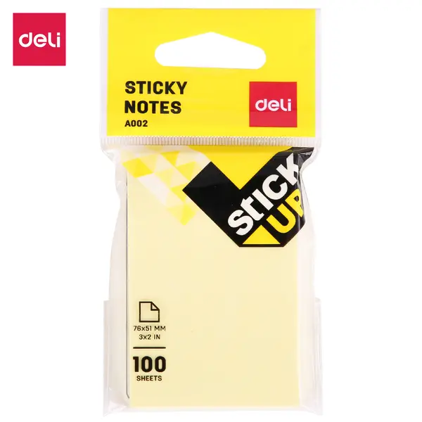 Deli EA00252 Yellow Colour Sticky Notes 3x2 Inches 