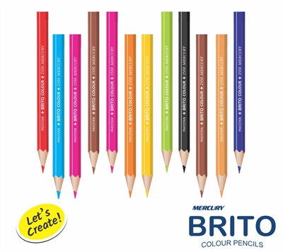 Mercury Brito 12 Colour Pencils Half Size Tin Pack