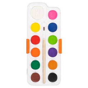 Deli EC10-12 Watercolour Paints with Brush 12 Colours