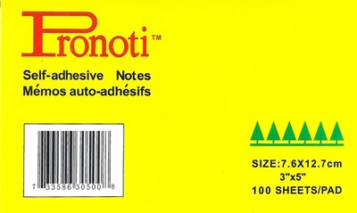 Pronoti Yellow Pastel Memo Sticky Notes 3x5 Inches