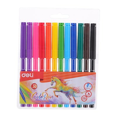 Deli ColoRun EC10003 Felt Tip Washable Markers 12 Colours