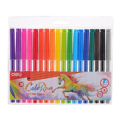 Deli ColoRun EC10013 Felt Tip Washable Markers 18 Colours
