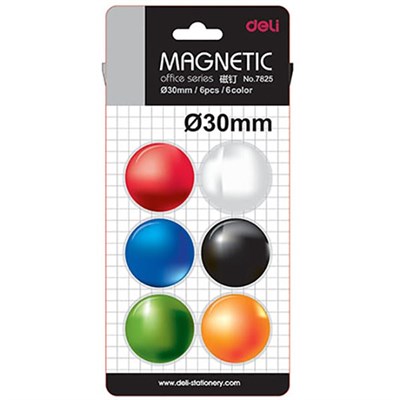 Deli E7825 Universal Magnetic Board Magnets 30MM 6 Pieces