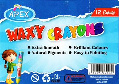Apex W-12c Waxy Jumbo Crayon 12 Colours