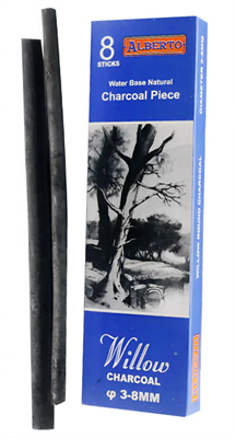 Alberto AB-310 Willow Water Base Natural Round Charcoal Sticks 8 Pcs