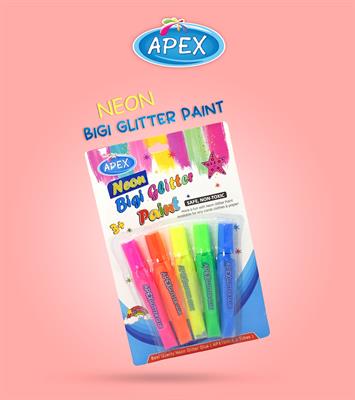 APEX NGP-05 Neon BIGI Glitter Glue Paints 05 Colour Tubes