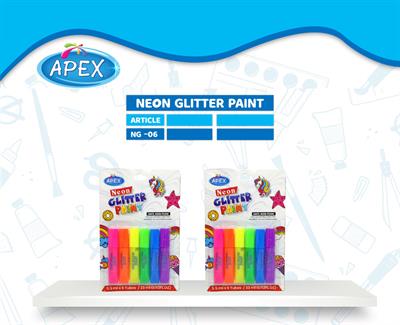 Apex NGP-06 Neon Glitter Glue Paints 06 Colour Tubes