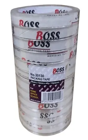 Boss 30130 Transparent Stationery Tape 12mmx40y