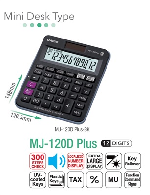 Casio MJ-120D Plus 12-Digits Mini Desktop Calculator