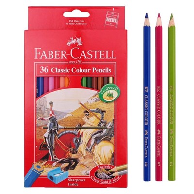 Faber Castell 36 Classic Full Colour Pencils with Sharpener