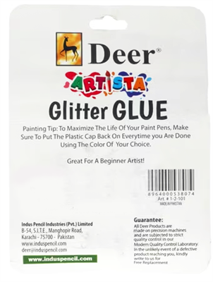 Deer 1-2-101 Glitter Glue 12 Colour Tubes