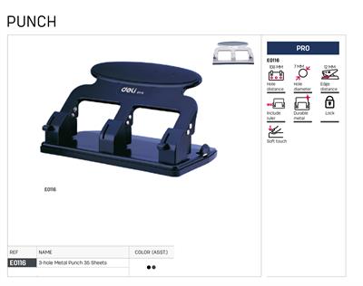 Deli E0116 35 Pages Metal 3-Hole Punch Machine