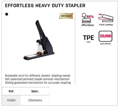 Deli E0383 210 Pages Effortless Heavy Duty Stapler