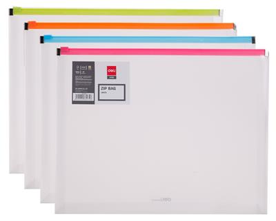 Deli E38975 A4 Transparent Plastic Zip Bag