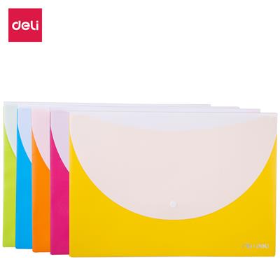 Deli E38977 2-Pocket A4 Button File Bag