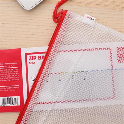 Deli E5654 A4 Mesh PVC Zip Bag