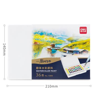 Deli Arte Nuevo Watercolour Paints 12, 24 & 36 Colours with Brush 