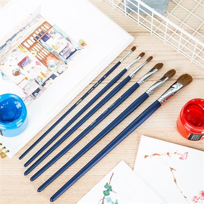 Deli E73895 Arte Neuvo Multi Size Tongue Shaped Paint Brushes 6 Pieces Set
