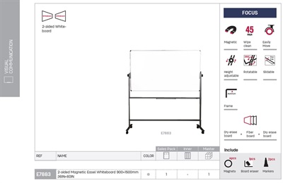 Deli E7883 Focus 2-Sided Magnetic Whiteboard 5×3 Feet with Stand
