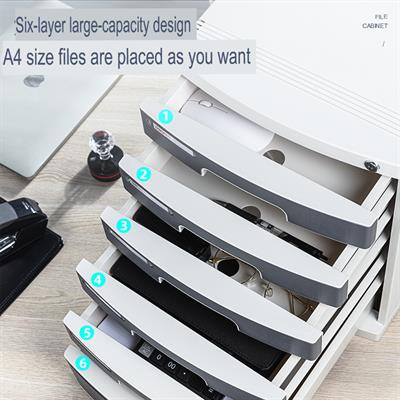 Deli E8876 6-Drawers Plastic File Cabinet