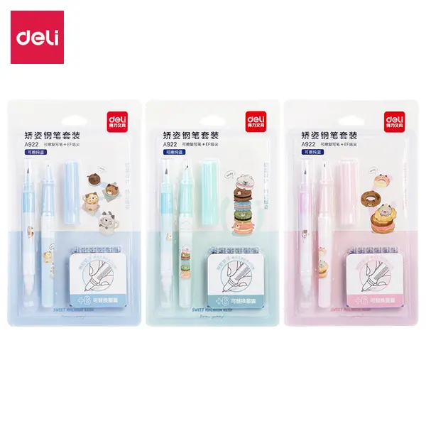 Deli EA922 School Fountain Pen with Cartridges and Remover