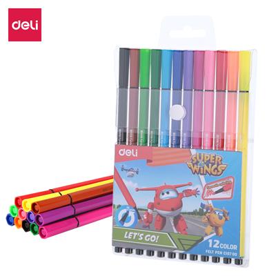 Deli EC10700 Felt Tip Washable 12 Colour Markers