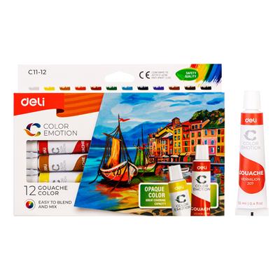 Deli EC11-12 Color Emotion 12 Gouache Colour 12ml Tubes