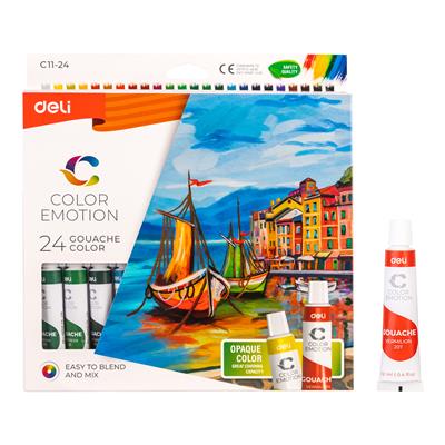 Deli EC11-24 Color Emotion 24 Gouache Colour 12ml Tubes