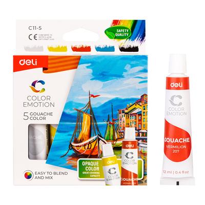 Deli EC11-5 Color Emotion 5 Gouache Colour 12ml Tubes