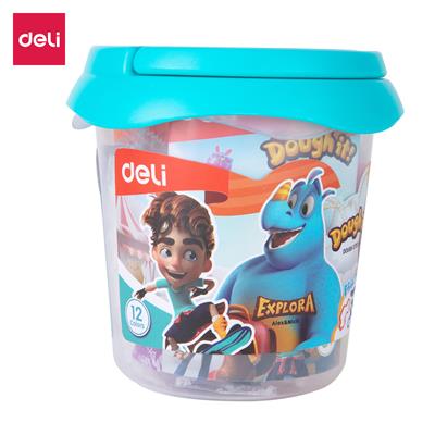 Deli ED75346 Play Dough Tub 12 Colours