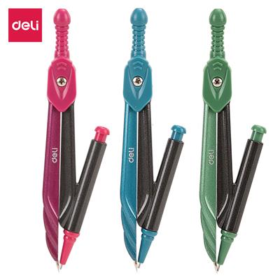 Deli EG20302 Orbit Compass in Zamak Metal with Mechanical-Clutch Pencil+Lead Box