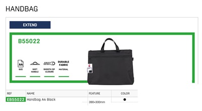Deli EB55022 Extend Executive A4 Black Handbag