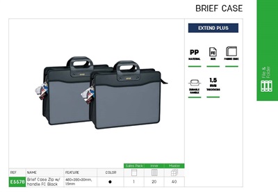 Deli E5578 Extend Plus Executive Briefcase Legal Black
